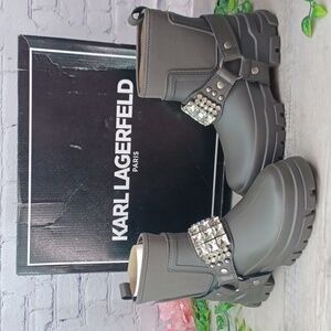 Karl Lagerfeld Paris Rylie Crystal Lug Sole Biker Boots~ NIB